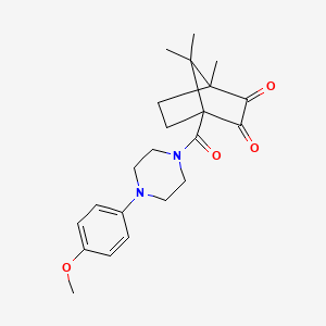 molecular formula C22H28N2O4 B12214630 1-{[4-(4-Methoxyphenyl)piperazin-1-yl]carbonyl}-4,7,7-trimethylbicyclo[2.2.1]heptane-2,3-dione 