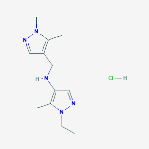 N-[(1,5-dimethylpyrazol-4-yl)methyl]-1-ethyl-5-methylpyrazol-4-amine;hydrochloride