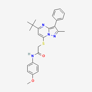 2-[(5-tert-butyl-2-methyl-3-phenylpyrazolo[1,5-a]pyrimidin-7-yl)sulfanyl]-N-(4-methoxyphenyl)acetamide