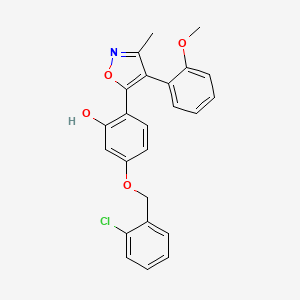 molecular formula C24H20ClNO4 B12214651 5-[(2-Chlorobenzyl)oxy]-2-[4-(2-methoxyphenyl)-3-methyl-1,2-oxazol-5-yl]phenol 