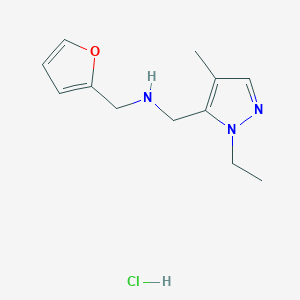 molecular formula C12H18ClN3O B12214744 1-(1-ethyl-4-methyl-1H-pyrazol-5-yl)-N-(2-furylmethyl)methanamine 