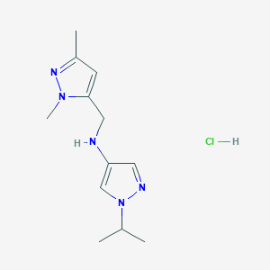 molecular formula C12H20ClN5 B12214756 N-[(1,3-dimethyl-1H-pyrazol-5-yl)methyl]-1-isopropyl-1H-pyrazol-4-amine 