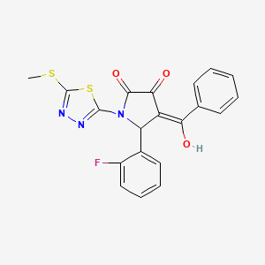 (4E)-5-(2-fluorophenyl)-4-[hydroxy(phenyl)methylidene]-1-[5-(methylsulfanyl)-1,3,4-thiadiazol-2-yl]pyrrolidine-2,3-dione