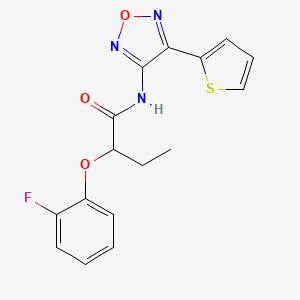 molecular formula C16H14FN3O3S B12214948 2-(2-fluorophenoxy)-N-[4-(thiophen-2-yl)-1,2,5-oxadiazol-3-yl]butanamide 