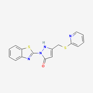 molecular formula C16H12N4OS2 B12214953 1-Benzothiazol-2-yl-3-(2-pyridylthiomethyl)pyrazol-5-ol 