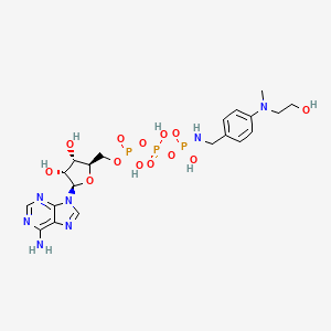 B1221496 [[[(2R,3S,4R,5R)-5-(6-aminopurin-9-yl)-3,4-dihydroxyoxolan-2-yl]methoxy-hydroxyphosphoryl]oxy-hydroxyphosphoryl]oxy-N-[[4-[2-hydroxyethyl(methyl)amino]phenyl]methyl]phosphonamidic acid CAS No. 74536-50-8