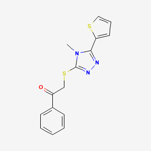 molecular formula C15H13N3OS2 B12214996 2-(4-Methyl-5-thiophen-2-yl-4H-[1,2,4]triazol-3-ylsulfanyl)-1-phenyl-ethanone 