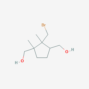 molecular formula C10H19BrO2 B12215044 [2-(Bromomethyl)-3-(hydroxymethyl)-2,3-dimethylcyclopentyl]methanol 