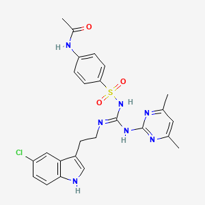 N-[4-({(E)-{[2-(5-chloro-1H-indol-3-yl)ethyl]amino}[(4,6-dimethylpyrimidin-2-yl)amino]methylidene}sulfamoyl)phenyl]acetamide