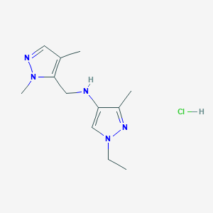 N-[(2,4-dimethylpyrazol-3-yl)methyl]-1-ethyl-3-methylpyrazol-4-amine;hydrochloride