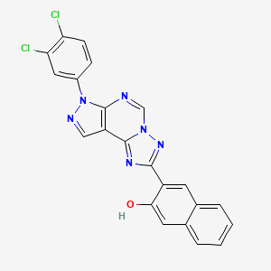 molecular formula C22H12Cl2N6O B12215169 3-[3-(3,4-Dichlorophenyl)-6-hydropyrazolo[5,4-d]1,2,4-triazolo[1,5-e]pyrimidin-8-yl]naphthalen-2-ol 