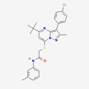 2-{[5-tert-butyl-3-(4-chlorophenyl)-2-methylpyrazolo[1,5-a]pyrimidin-7-yl]sulfanyl}-N-(3-methylphenyl)acetamide