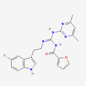 N-[(E)-[(4,6-dimethylpyrimidin-2-yl)amino]{[2-(5-fluoro-1H-indol-3-yl)ethyl]amino}methylidene]furan-2-carboxamide