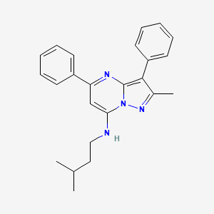 molecular formula C24H26N4 B12215193 2-methyl-N-(3-methylbutyl)-3,5-diphenylpyrazolo[1,5-a]pyrimidin-7-amine 