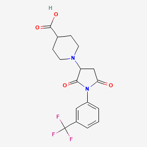 molecular formula C17H17F3N2O4 B12215210 1-{2,5-Dioxo-1-[3-(trifluoromethyl)phenyl]pyrrolidin-3-yl}piperidine-4-carboxylic acid 