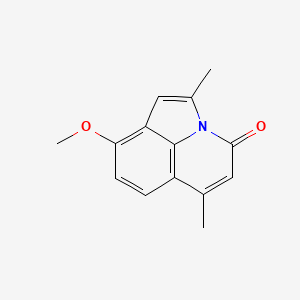 molecular formula C14H13NO2 B1221522 2,6-Dimethyl-9-methoxy-4H-pyrrolo(3,2,1-ij)quinolin-4-one CAS No. 131195-83-0