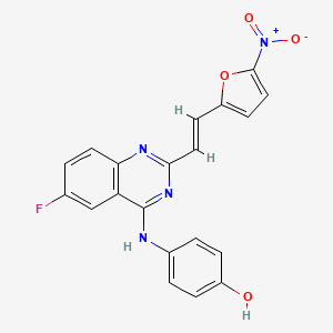 molecular formula C20H13FN4O4 B12215220 (E)-4-(6-fluoro-2-(2-(5-nitrofuran-2-yl)vinyl)quinazolin-4-ylamino)phenol 