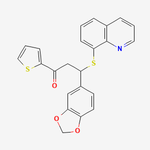 molecular formula C23H17NO3S2 B12215248 3-(1,3-Benzodioxol-5-yl)-3-(quinolin-8-ylsulfanyl)-1-(thiophen-2-yl)propan-1-one 