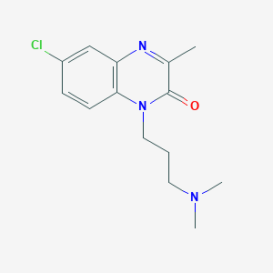 molecular formula C14H18ClN3O B1221531 1-Dimethylaminopropyl-3-methyl-6-chloroquinoxaline-2(1H)-one CAS No. 102582-79-6