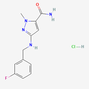 5-[(3-Fluorophenyl)methylamino]-2-methylpyrazole-3-carboxamide;hydrochloride