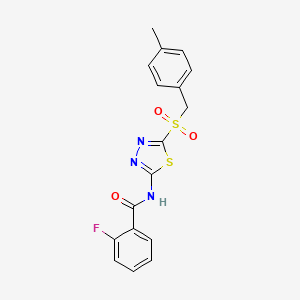 2-fluoro-N-[(2Z)-5-[(4-methylbenzyl)sulfonyl]-1,3,4-thiadiazol-2(3H)-ylidene]benzamide