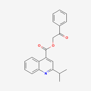 molecular formula C21H19NO3 B12215376 4-Quinolinecarboxylic acid, 2-(1-methylethyl)-, 2-oxo-2-phenylethyl ester CAS No. 879053-43-7