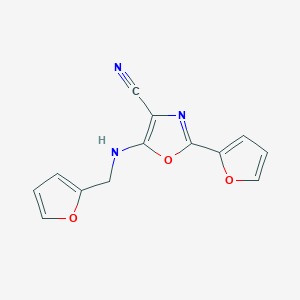 molecular formula C13H9N3O3 B1221539 2-(2-Furanyl)-5-(2-furanylmethylamino)-4-oxazolecarbonitrile 