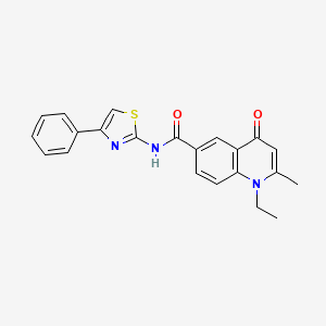 1-ethyl-2-methyl-4-oxo-N-[(2E)-4-phenyl-1,3-thiazol-2(3H)-ylidene]-1,4-dihydroquinoline-6-carboxamide