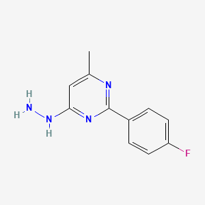 molecular formula C11H11FN4 B12215489 2-(4-Fluorophenyl)-4-hydrazinyl-6-methylpyrimidine 