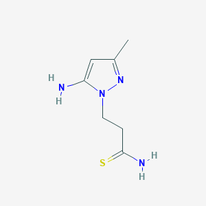 molecular formula C7H12N4S B12215509 3-(5-amino-3-methyl-1H-pyrazol-1-yl)propanethioamide 