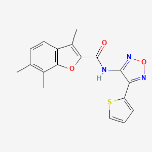 molecular formula C18H15N3O3S B12215586 3,6,7-trimethyl-N-[4-(thiophen-2-yl)-1,2,5-oxadiazol-3-yl]-1-benzofuran-2-carboxamide 