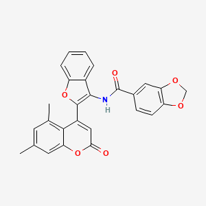 N-[2-(5,7-dimethyl-2-oxo-2H-chromen-4-yl)-1-benzofuran-3-yl]-1,3-benzodioxole-5-carboxamide