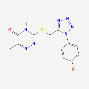 molecular formula C12H10BrN7OS B12215609 3-({[1-(4-bromophenyl)-1H-tetrazol-5-yl]methyl}sulfanyl)-6-methyl-1,2,4-triazin-5-ol 