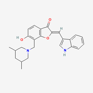 (2Z)-7-[(3,5-dimethylpiperidin-1-yl)methyl]-6-hydroxy-2-(1H-indol-3-ylmethylidene)-1-benzofuran-3(2H)-one