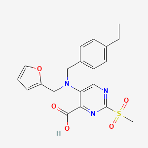 molecular formula C20H21N3O5S B12215791 5-[(4-Ethylbenzyl)(furan-2-ylmethyl)amino]-2-(methylsulfonyl)pyrimidine-4-carboxylic acid 