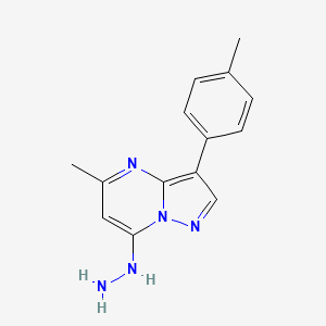 molecular formula C14H15N5 B12215830 7-Hydrazinyl-5-methyl-3-(4-methylphenyl)pyrazolo[1,5-a]pyrimidine 