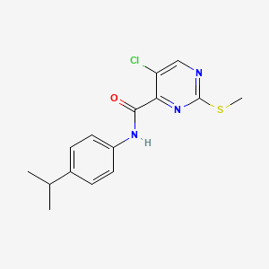 molecular formula C15H16ClN3OS B12215862 5-chloro-2-(methylsulfanyl)-N-[4-(propan-2-yl)phenyl]pyrimidine-4-carboxamide 