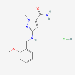 molecular formula C13H17ClN4O2 B12215904 5-[(2-Methoxyphenyl)methylamino]-2-methylpyrazole-3-carboxamide;hydrochloride 