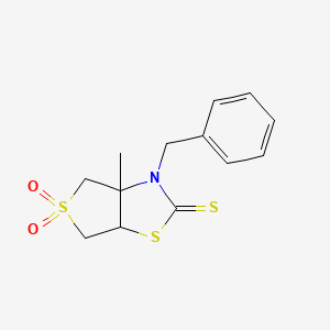 molecular formula C13H15NO2S3 B12215910 3-benzyl-3a-methyltetrahydrothieno[3,4-d][1,3]thiazole-2(3H)-thione 5,5-dioxide CAS No. 307343-26-6