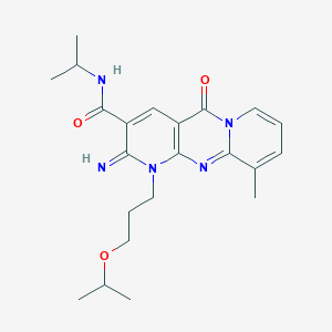 6-imino-11-methyl-2-oxo-N-propan-2-yl-7-(3-propan-2-yloxypropyl)-1,7,9-triazatricyclo[8.4.0.03,8]tetradeca-3(8),4,9,11,13-pentaene-5-carboxamide