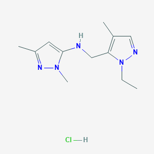 N-[(2-ethyl-4-methylpyrazol-3-yl)methyl]-2,5-dimethylpyrazol-3-amine;hydrochloride