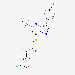 2-{[5-tert-butyl-3-(4-chlorophenyl)-2-methylpyrazolo[1,5-a]pyrimidin-7-yl]sulfanyl}-N-(3-chlorophenyl)acetamide