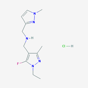 molecular formula C12H19ClFN5 B12216062 1-(1-ethyl-5-fluoro-3-methyl-1H-pyrazol-4-yl)-N-[(1-methyl-1H-pyrazol-3-yl)methyl]methanamine 