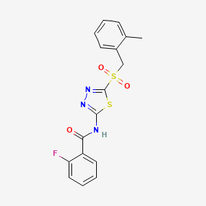 molecular formula C17H14FN3O3S2 B12216070 2-fluoro-N-[(2Z)-5-[(2-methylbenzyl)sulfonyl]-1,3,4-thiadiazol-2(3H)-ylidene]benzamide 