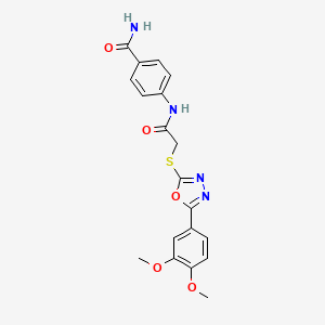 4-[({[5-(3,4-Dimethoxyphenyl)-1,3,4-oxadiazol-2-yl]sulfanyl}acetyl)amino]benzamide