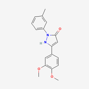 molecular formula C18H18N2O3 B12216265 3-(3,4-Dimethoxyphenyl)-1-(3-methylphenyl)pyrazol-5-ol 