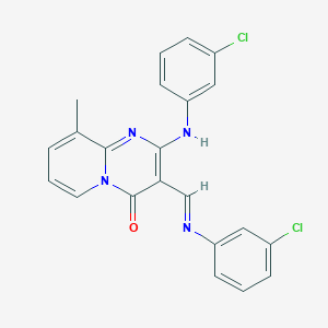 molecular formula C22H16Cl2N4O B12216300 2-[(3-chlorophenyl)amino]-3-{(E)-[(3-chlorophenyl)imino]methyl}-9-methyl-4H-pyrido[1,2-a]pyrimidin-4-one 