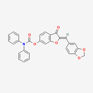 (2Z)-2-(1,3-benzodioxol-5-ylmethylidene)-3-oxo-2,3-dihydro-1-benzofuran-6-yl diphenylcarbamate