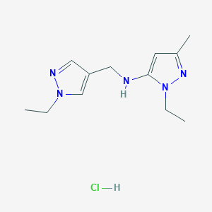 2-ethyl-N-[(1-ethylpyrazol-4-yl)methyl]-5-methylpyrazol-3-amine;hydrochloride