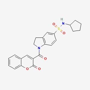 molecular formula C23H22N2O5S B12216492 3-({5-[(Cyclopentylamino)sulfonyl]indolinyl}carbonyl)chromen-2-one 